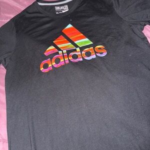 Adidas Black T-Shirt with Colorful Logo